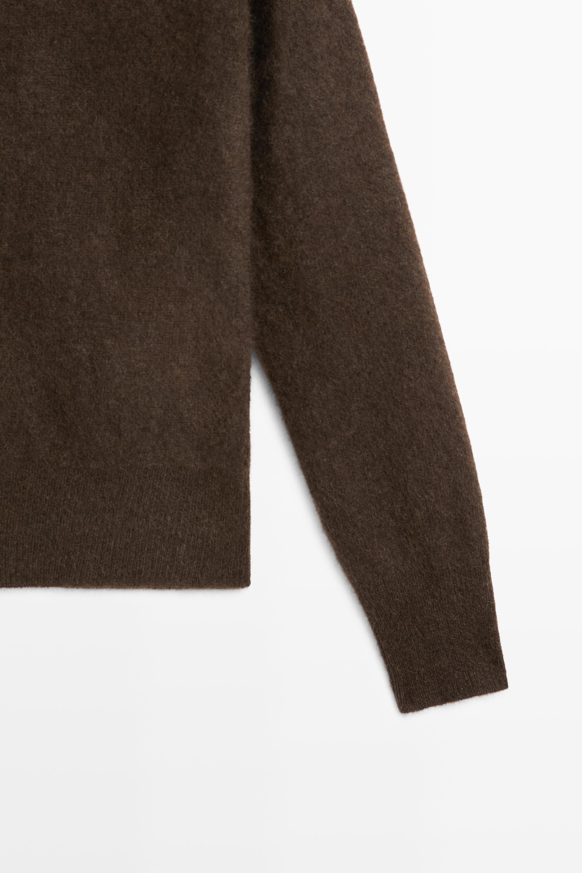 Brushed wool-blend V-neck knit cardigan